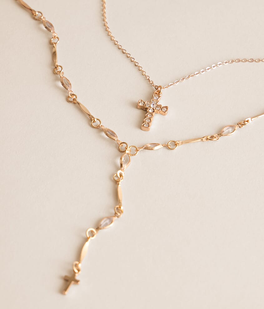 2 Pack Double Cross Necklace Set - thumbnail 2