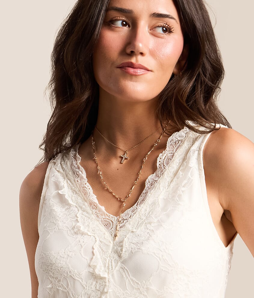2 Pack Double Cross Necklace Set - thumbnail 3