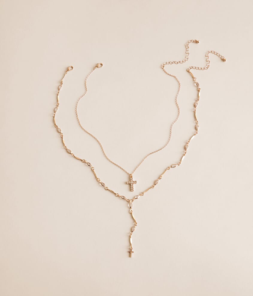 2 Pack Double Cross Necklace Set