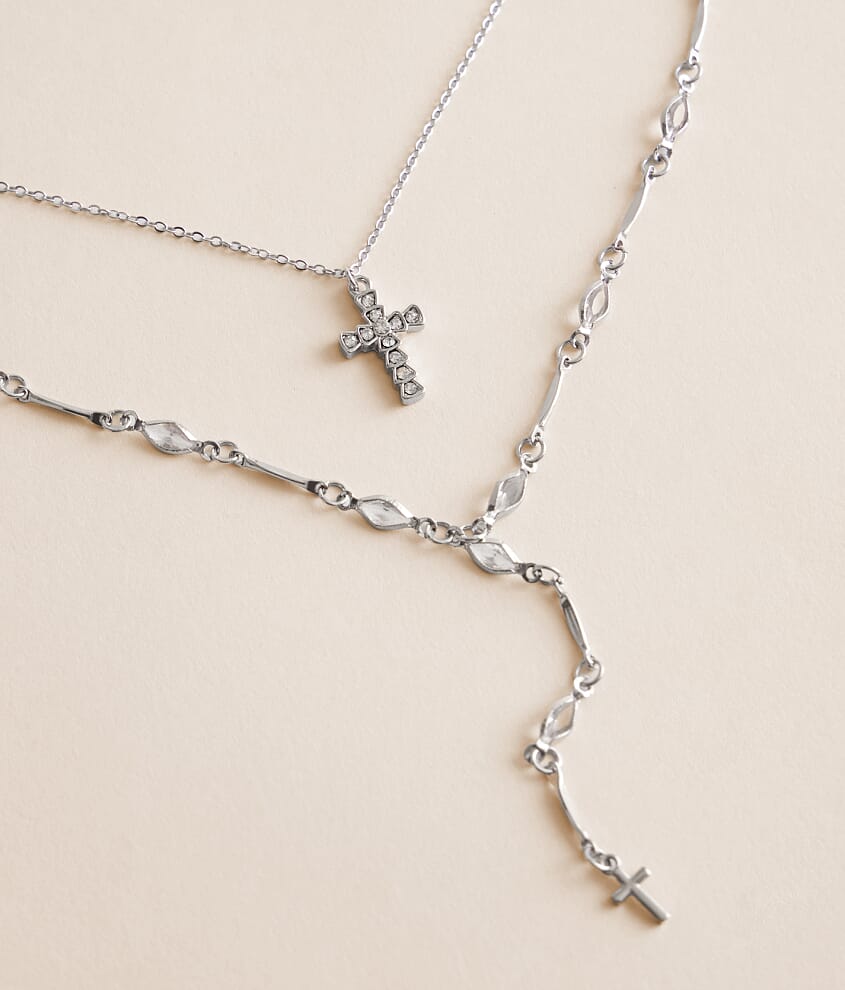 2 Pack Double Cross Necklace Set - thumbnail 5