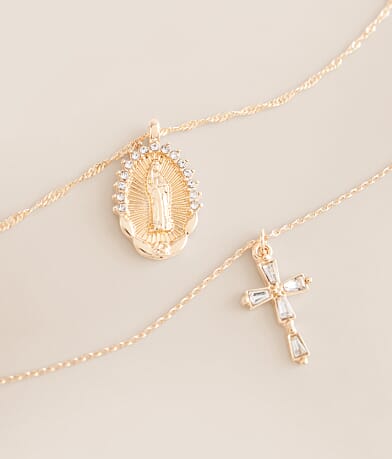 boutique by BKE 2 Pack Cross Necklace Set front view