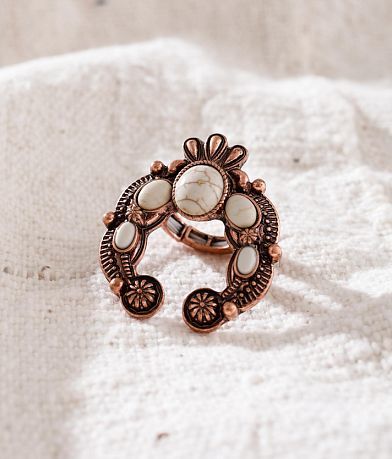 Sterling & Stitch Howlite Stretch Ring front view