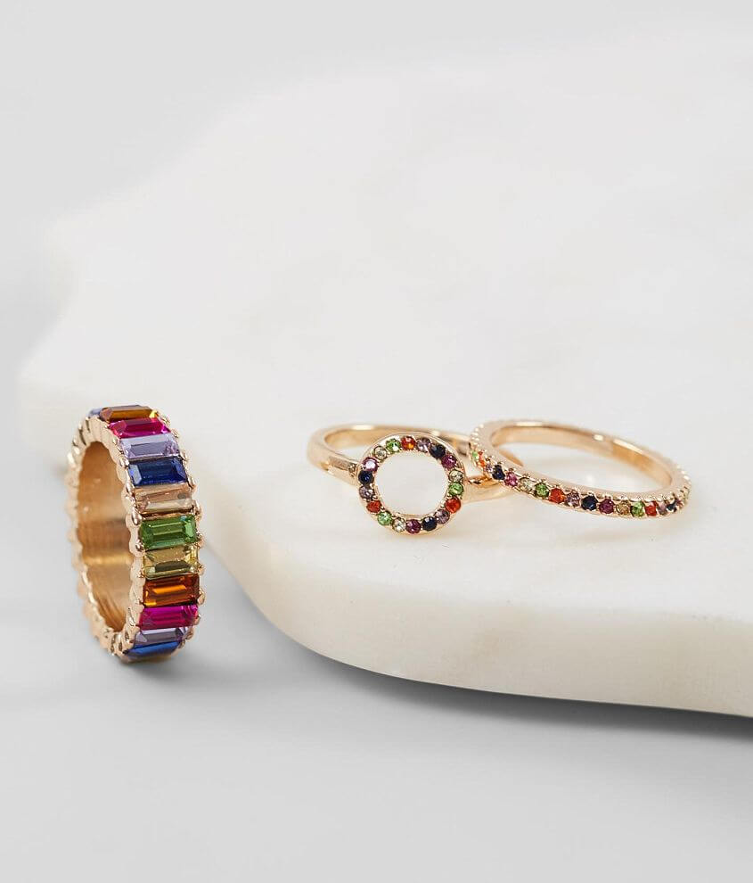 BKE Rainbow Glitz Ring Set
