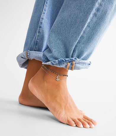 boutique by BKE 3 Pack Celestial Ankle Bracelet Set front view