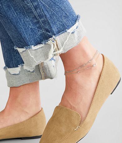 boutique by BKE 3 Pack Dainty Ankle Bracelet Set front view