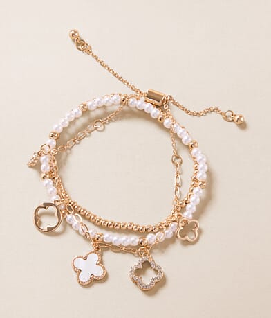 boutique by BKE 3 Pack Glitz Clover Bracelet Set front view