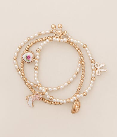 boutique by BKE 3 Pack Mixed Girly Charm Bracelet Set front view