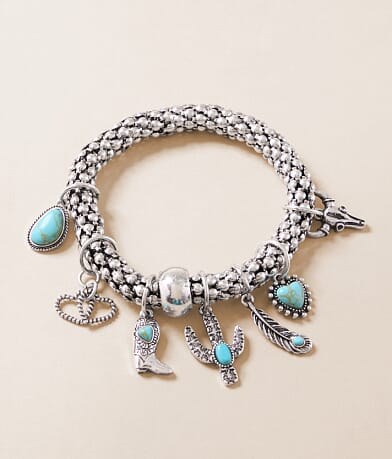 Sterling & Stitch Western Charm Bracelet front view