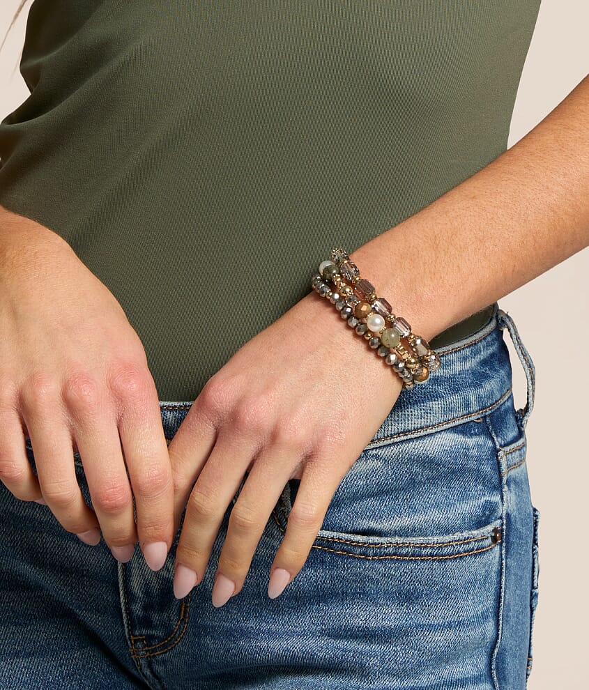 3 Pack Glitz Beaded Bracelet Set - thumbnail 3