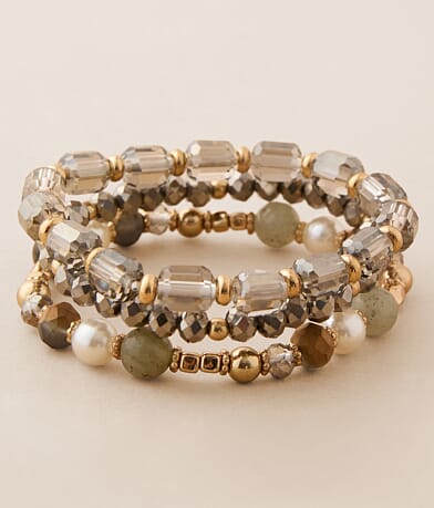 BKE 3 Pack Glitz Beaded Bracelet Set front view