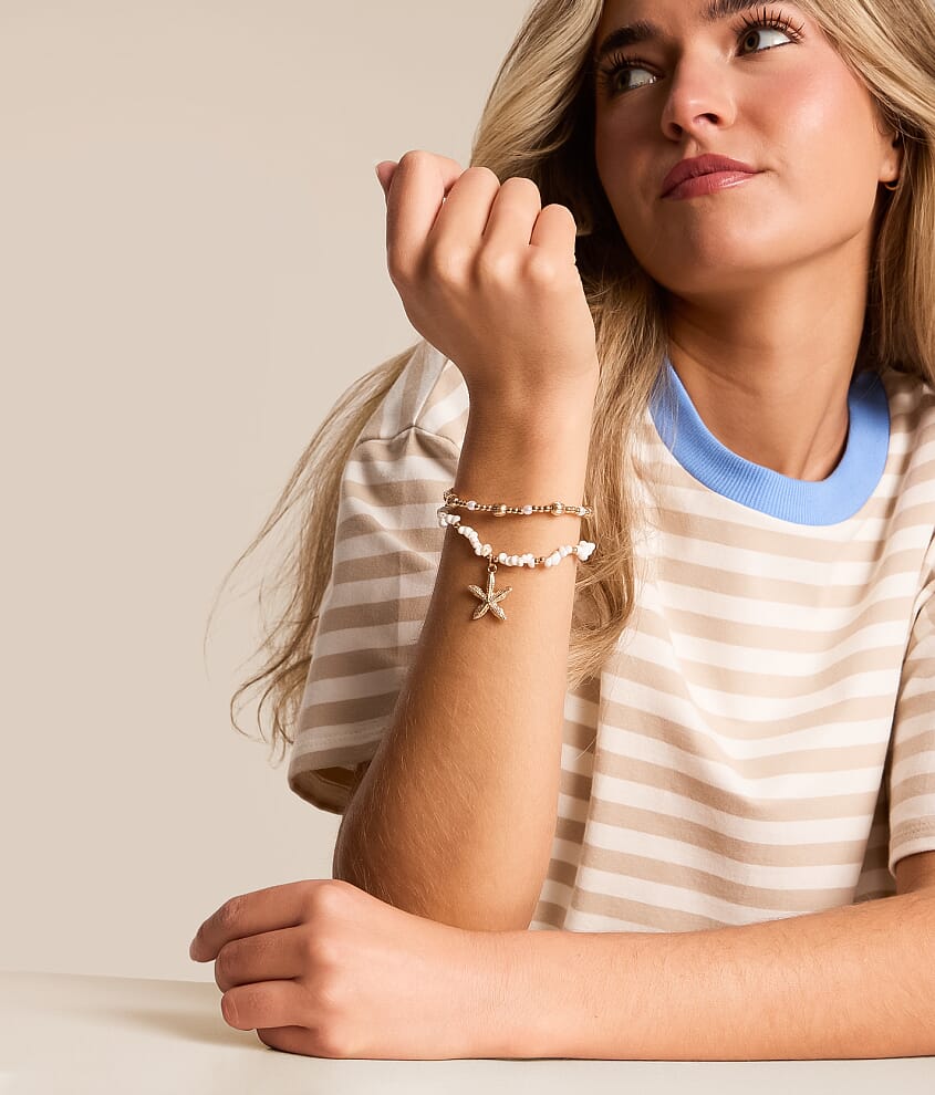 2 Pack Starfish Bracelet Set