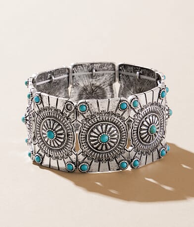 Sterling & Stitch Western Turquoise Bracelet front view