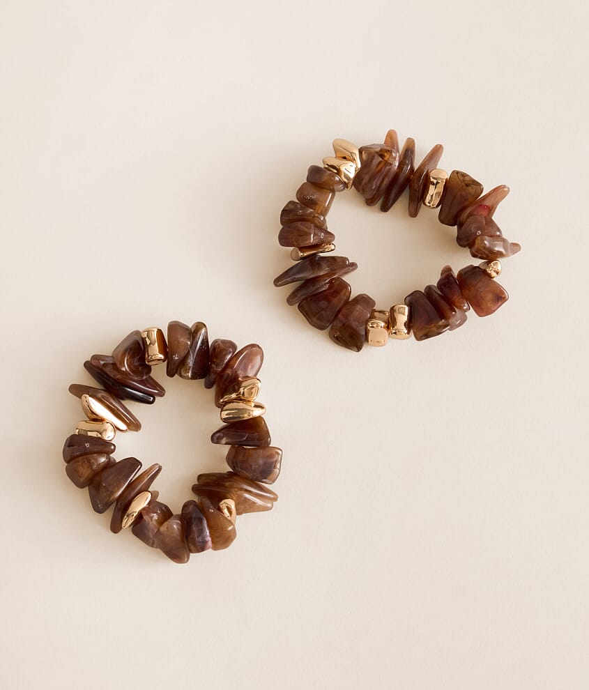 2 Pack Statement Stone Bracelet Set