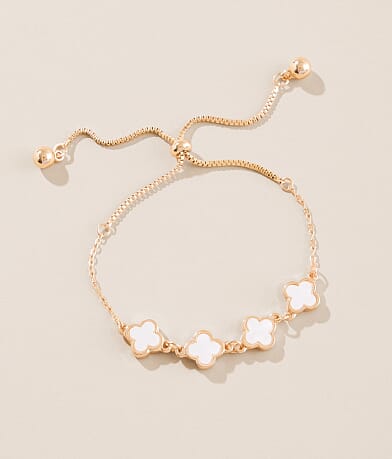 boutique by BKE Mother Of Pearl Clover Bracelet front view