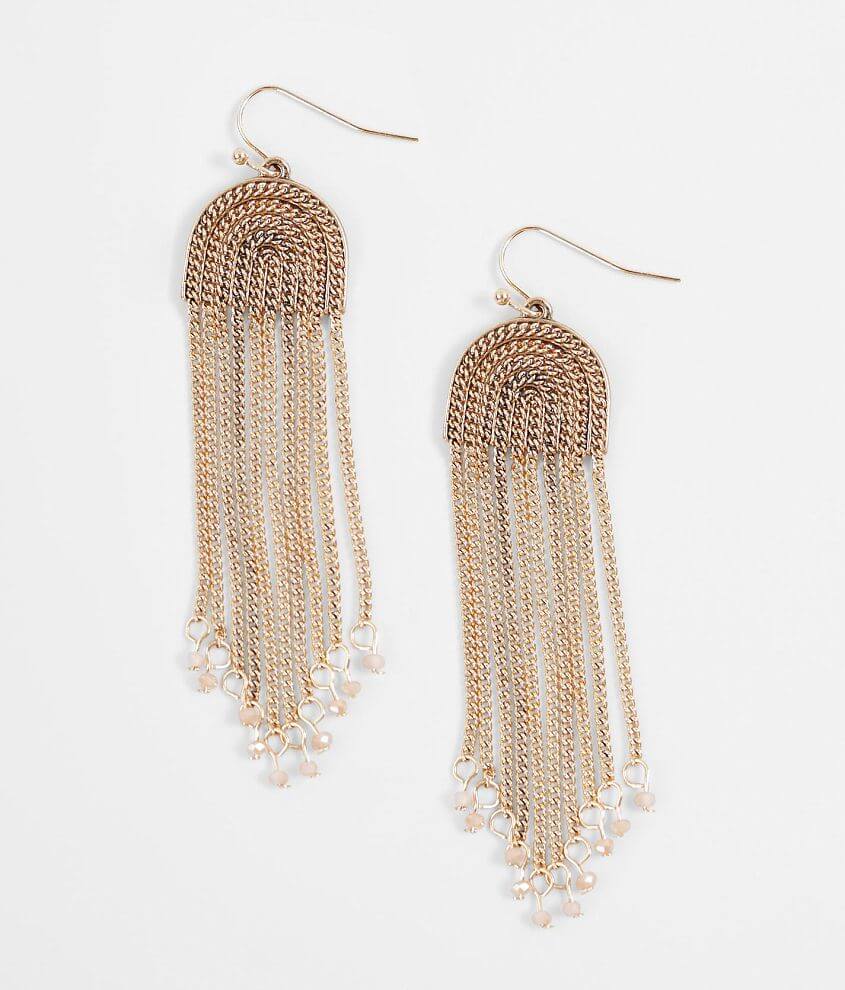 BKE Chain Fringe Earring Women's Jewelry in Antique Gold Buckle