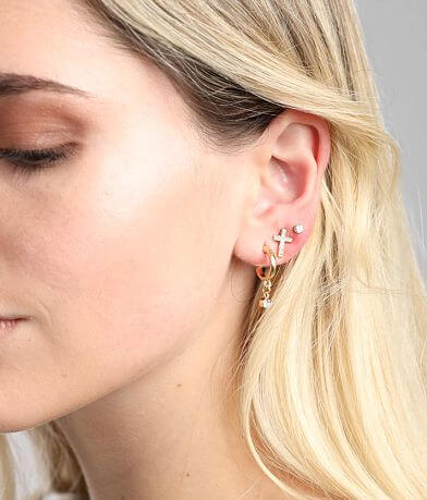 BKE Glitz 3 Pack 18k Gold Plated Stud Earring Set misc detail 2 view