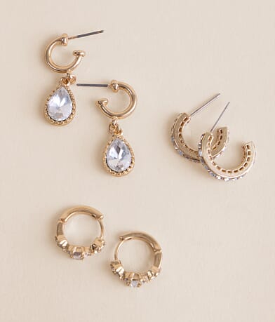 BKE 3 Pack Glitz Earring Set front view