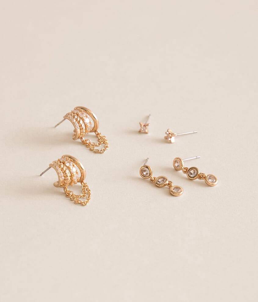 3 Pack Glitz Earring Set