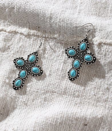 Sterling & Stitch Western Cross Earring front view