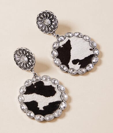 Sterling & Stitch Glitz Cow Fur Earring front view