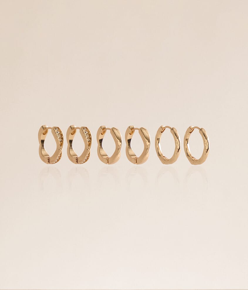 3 Pack Mixed Hoop Earring Set