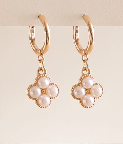 BKE Faux Pearl Hoop Earring front view