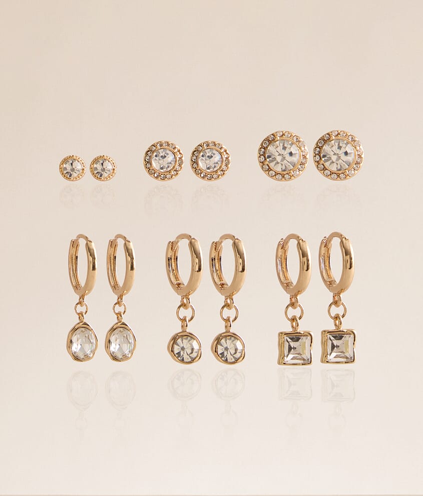 6 Pack Glitz Stud Earring Set - thumbnail 2