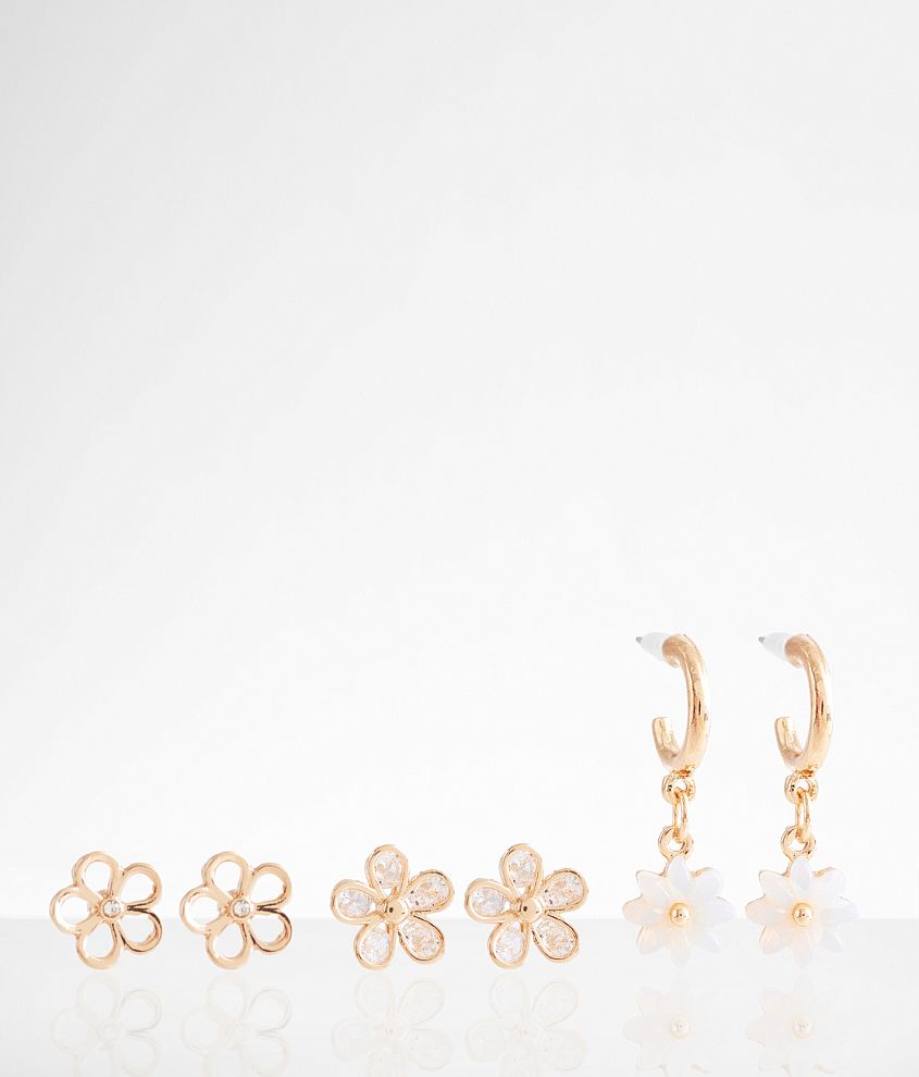 boutique by BKE 3 Pack Flower Earring Set front view