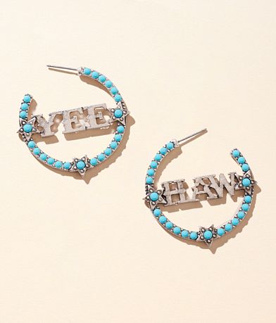 boutique by BKE Yee Haw Western Hoop Earring front view