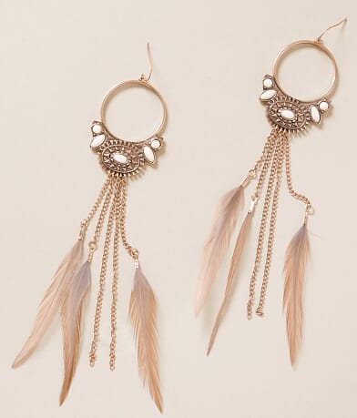 BKE Feather Fringe Drop Earring front view