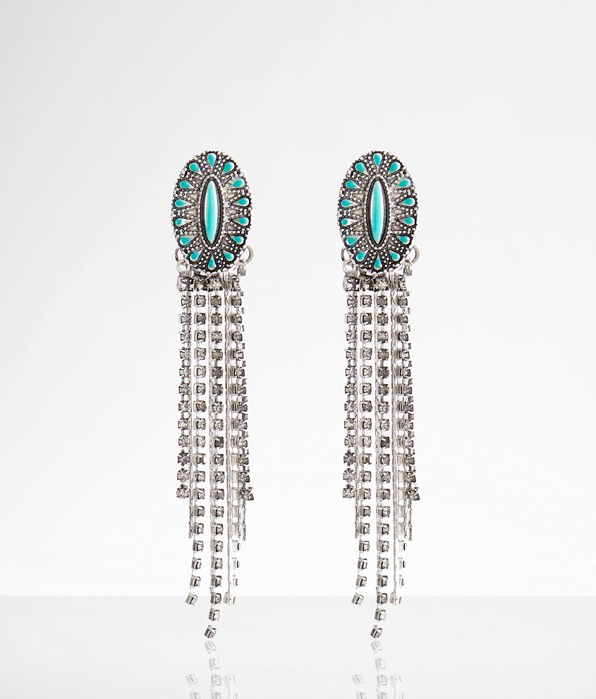 boutique by BKE Turquoise Fringe Earring front view