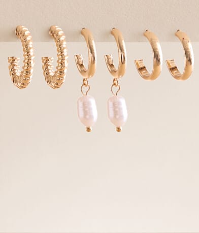 boutique by BKE 3 Pack Hoop Earring Set front view