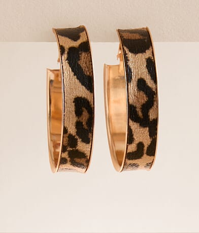 BKE Cheetah Hoop Earring front view