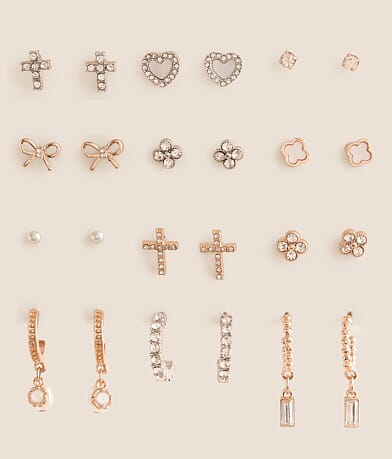 BKE 12 Pack Glitz Stud Earring Set front view