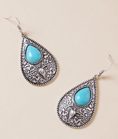 Sterling & Stitch Turquoise Teardrop Earring front view