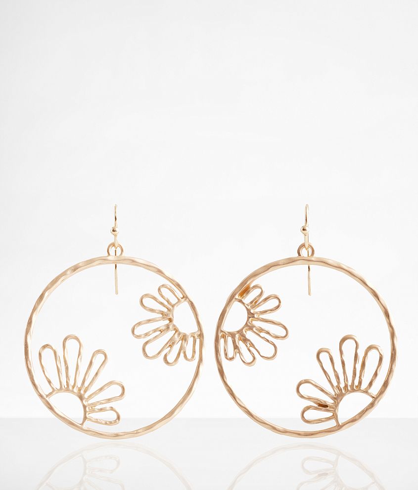 boutique by BKE Flower Hoop Drop Earring front view