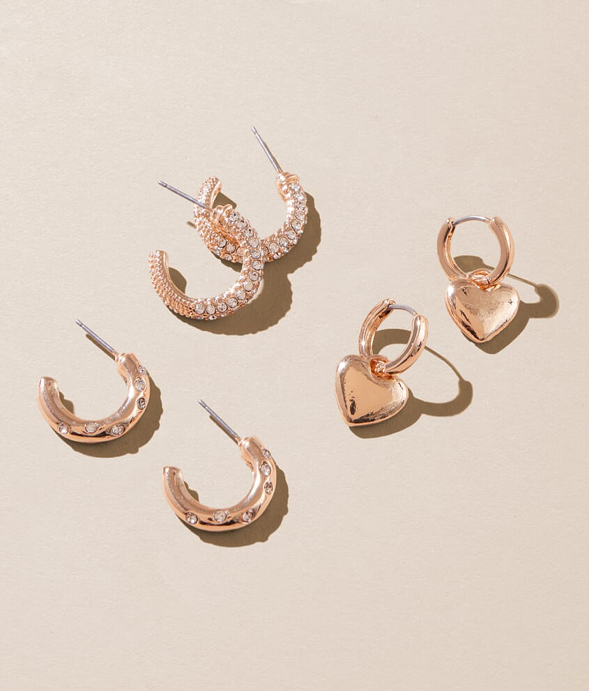 3 Pack Heart Earring Set