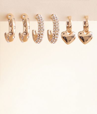 boutique by BKE 3 Pack Heart Earring Set front view