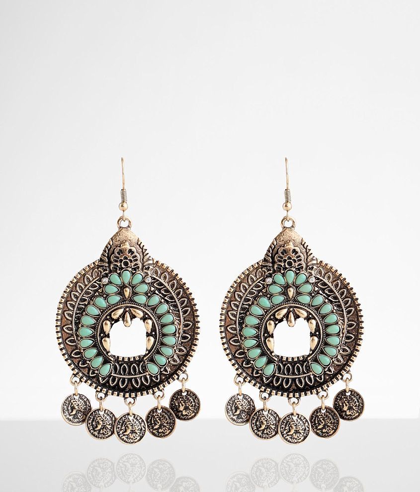 BKE Turquoise Statement Drop Earring front view