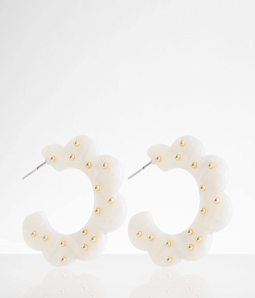 boutique by BKE Resin Flower Hoop Earring front view