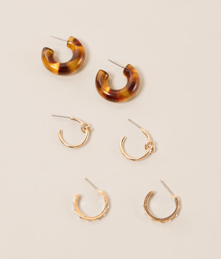 3 Pack Mixed Hoop Earring Set