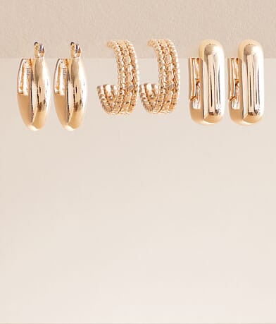 BKE 3 Pack Contemporary Hoop Earring Set front view