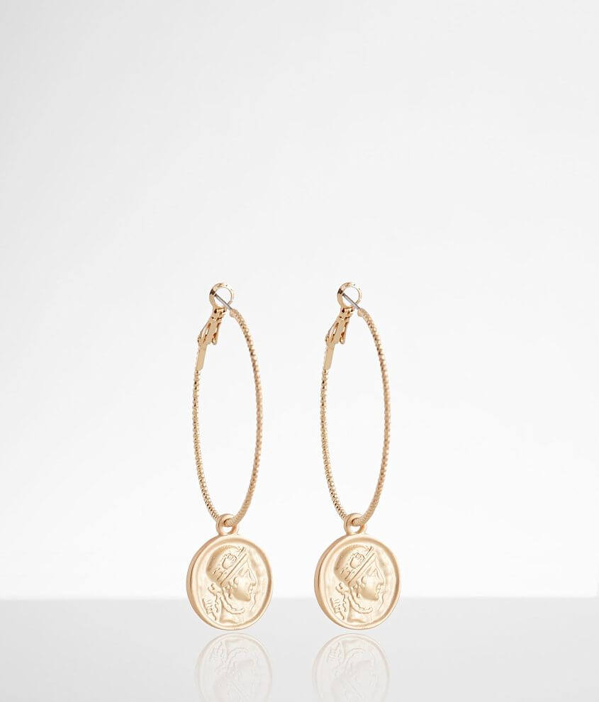 BKE Coin Hoop Earring front view