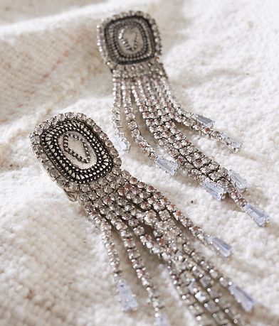 Sterling &amp; Stitch Rhinestone Fringe Statement Earring misc detail 1 view