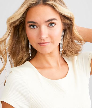 Sterling &amp; Stitch Rhinestone Fringe Statement Earring misc detail 2 view