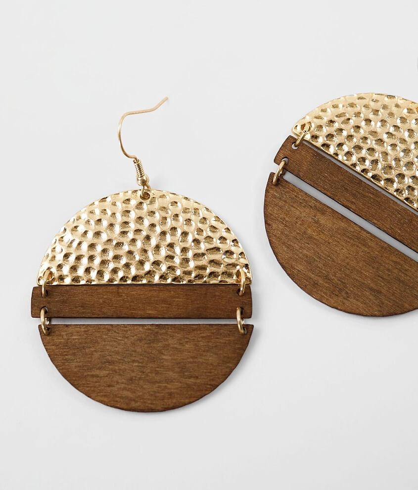 BKE Geometric Wood Earring front view