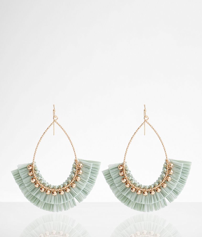 boutique by BKE Raffia Fringe Drop Earring front view