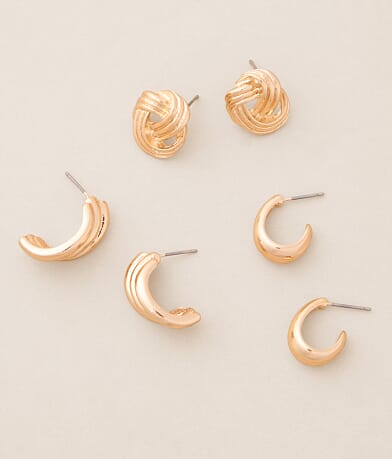 boutique by BKE 3 Pack Glam Earring Set front view