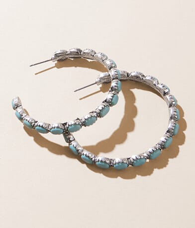 Sterling & Stitch Turquoise Hoop Earring front view