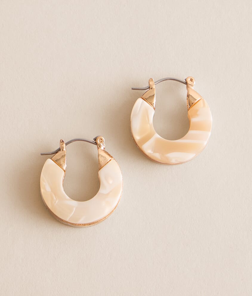 Marble Resin Hoop Earring - thumbnail 2